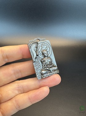 藏式天铁佛牌项链挂坠天铁大日如来本命佛福佛平安扣吊坠挂饰