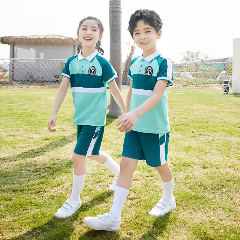 幼儿园园服夏季运动校服小学生纯棉班服表演服短袖英伦风套装