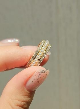 时尚珍珠开口戒指清新甜美