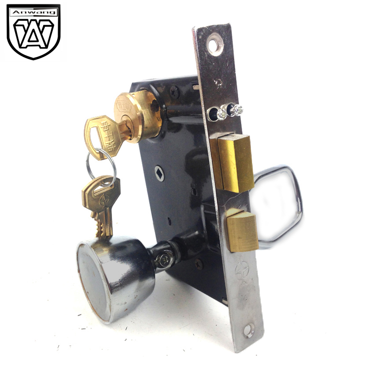 双门铜芯 申士牌9472A2铁门锁全铜锁芯老式插芯门锁 A2防盗拉环锁 - 图0