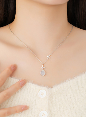 轻奢原创蝴蝶送礼锁骨链玉髓