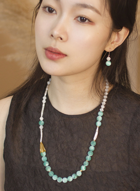 进口天然月光石手工项链耳环套装