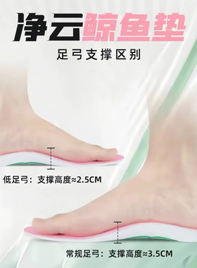 运动鲸鱼垫鞋垫足弓支撑运动回弹缓震吸汗透气久站不累矫正神器b