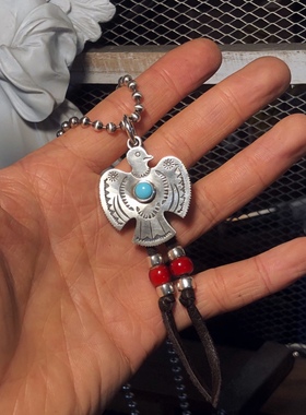 复古做旧手工印第安雷鸟松石吊坠