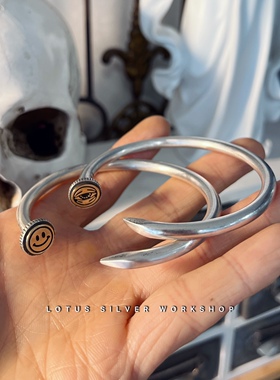 莲说制物 LUCKY 幸运银钉 中性风钉子银手镯