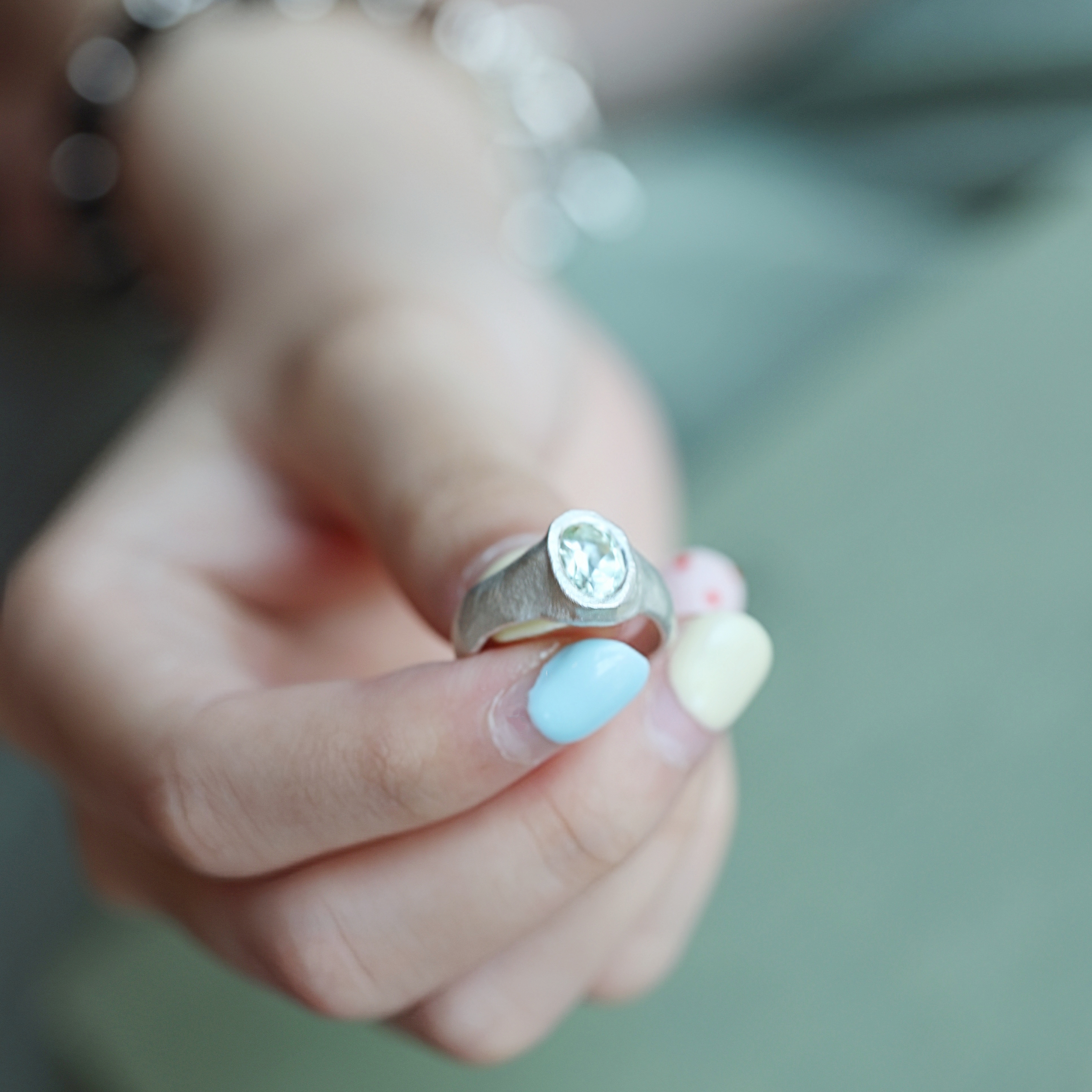 磐石之心|熙素手工999足银镶宝戒指女小众设计感岩石纹理开口指环 - 图0