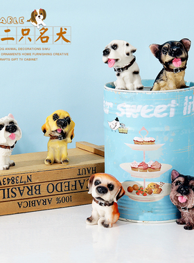 12只名犬迷你小狗汽车公仔摆件