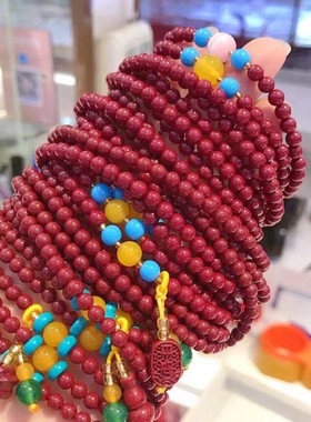 天然高纯度朱砂手串女款转运珠