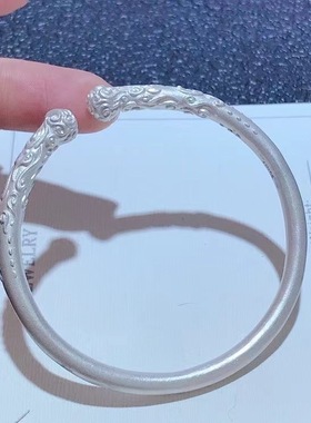 Yangui燕禧「花熹宫」银手镯女可调节足银999宫廷生日礼物简约