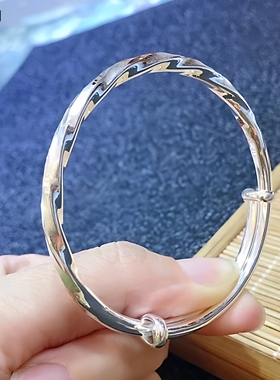 Yangui燕禧「醉花丝」银手镯女可调节足银999百搭生日礼物高品质