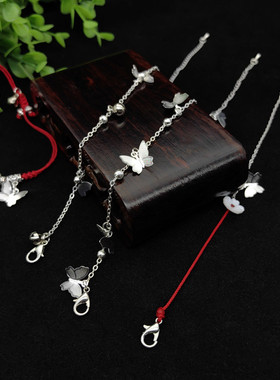 天官赐福周边衍生原创花城谢怜银蝶铃铛红绳手链脚链情侣饰品礼物