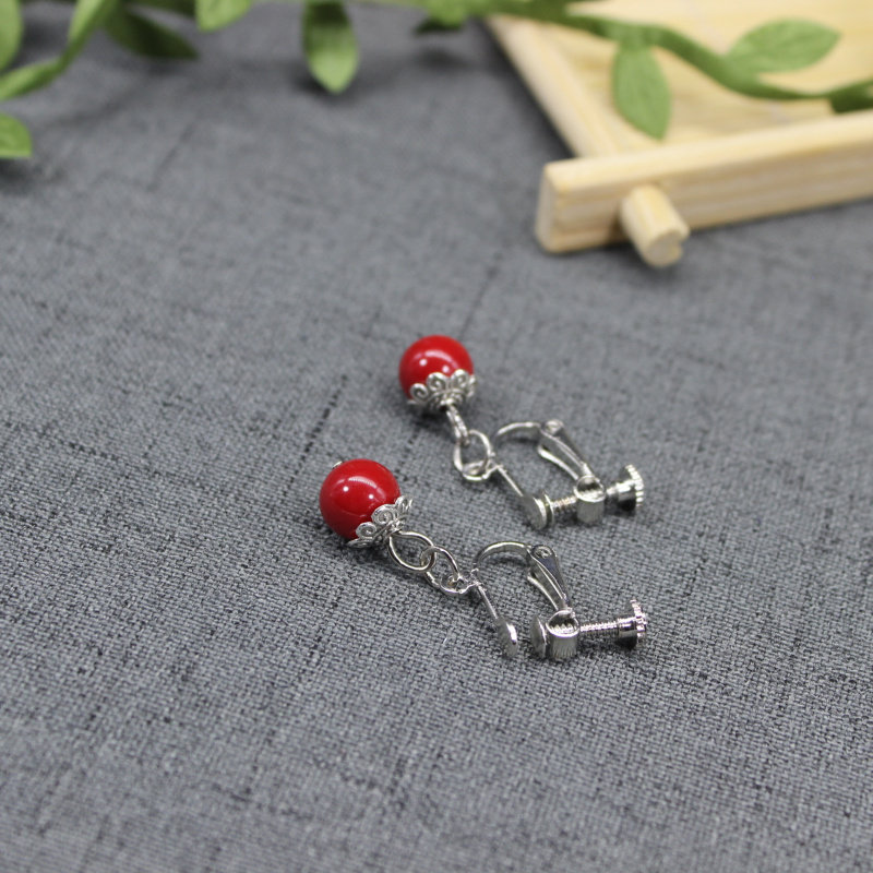 天官谢怜太子悦神赐福花冠武神芳心剑珊瑚红珠调松紧耳夹耳环耳坠 六故画影 淘优券