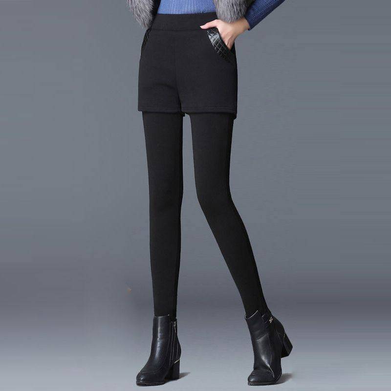 纯棉加绒加厚假两件打底裤外穿高腰裙裤冬季不起球修身保暖长裤子,淘宝优惠券,粉丝福利购,淘宝优惠卷