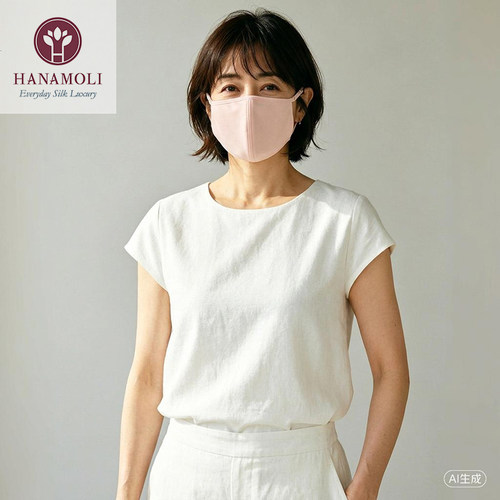 HANAMOLI真丝口罩薄款蕾丝透气女夏季防紫外线防尘防辐射亲肤透气 - 图0