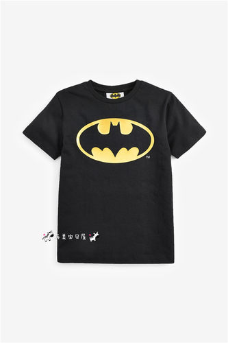 现货NEXT英国童装20夏男童男大童黑色卡通蝙蝠侠金标纯棉短袖T恤-图0