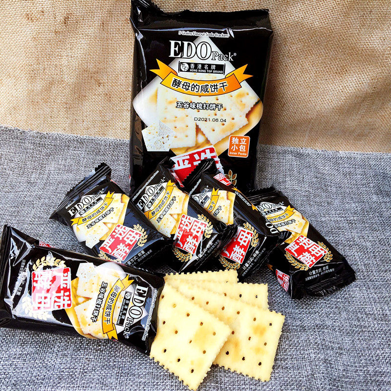 EDO Pack严选酵母咸苏打饼干100g*6包600克梳打芝麻/五谷/海苔味_虎窝淘