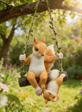 可爱松鼠荡秋千壁挂装饰