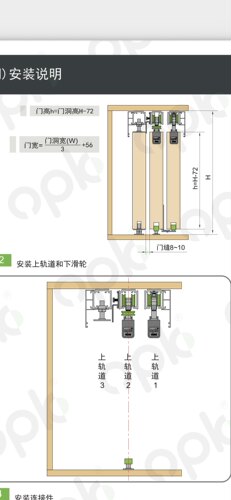 OPK欧派克长征系列木门联动门吊轮滑轮推拉门承重60kg2门3门4门 - 图1