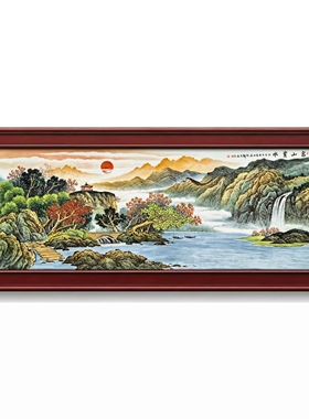 景德镇高档陶瓷手绘釉上彩山水瓷板陶瓷画客厅工艺品摆件壁画包邮
