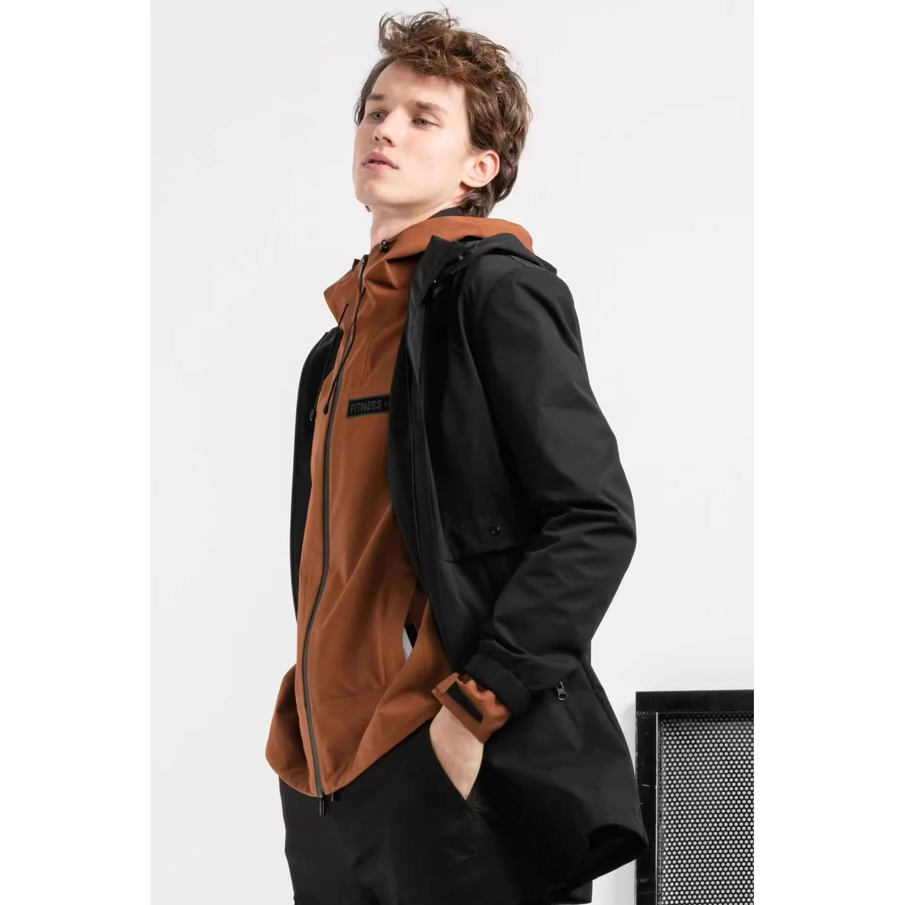 19QFY1061Y Men's Autumn Fashion Popular Comfortable Removable Hat Slim-Fit Zipper Versatile Windbreaker Jacket