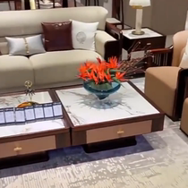 New Chinese Sofa Tea Table Combo Hotel Modern Light Lavish Zen Ujin Wood Furniture Big Size House Custom