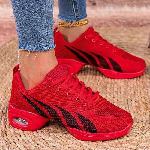 Туфли для матери, демисезонная танцующая красная обувь, для среднего возраста, мягкая подошва