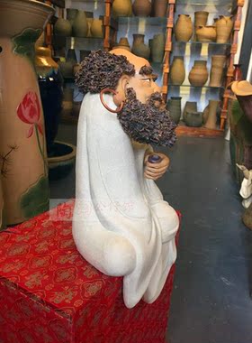 客厅酒柜招财摆件达摩品茶