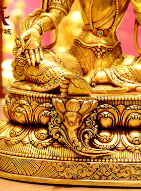 藏村释迦族手工制作《绿度母》尼泊尔进口《绿多罗观音》铜像