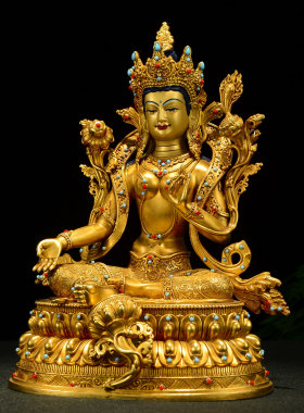 鎏金彩珠二十一度母装饰摆件