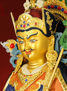 彩绘莲花生大士铜像摆件