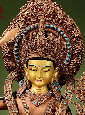 古铜文殊菩萨铜像摆件家用