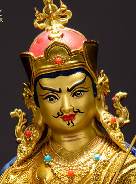 全鎏金莲花生大士铜佛像摆件