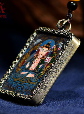 大势至手绘唐卡吊坠饰品