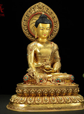 全鎏金药师佛铜像摆件