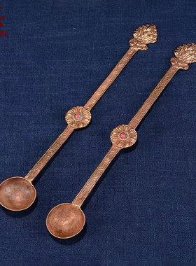 铜制火供勺圆勺子用品多用