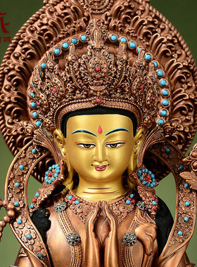 古铜四臂观音铜像摆件