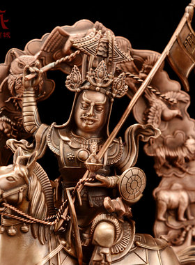 紫铜格萨尔王铜像摆件