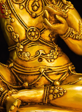 鎏金做旧大成就者铜像摆件工艺品