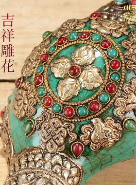 铜中式客厅松石手工包铜海螺
