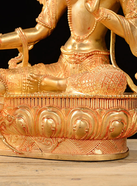 鎏金居家摆件绿度母铜像