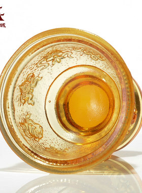 古法琉璃八吉祥供水杯装饰摆件