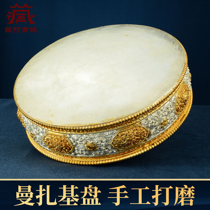 尼泊尔手工曼扎盘铜鎏金鎏银修盘曼茶罗曼达盘室内家用桌面摆件 - 图0