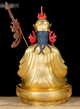莲花生大士铜像摆件铜鎏金