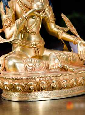 尼泊尔手工10寸铜鎏金桌面摆件