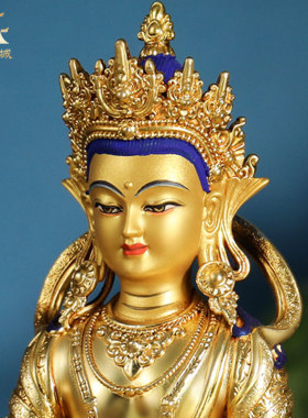 全鎏金地藏王铜像摆件