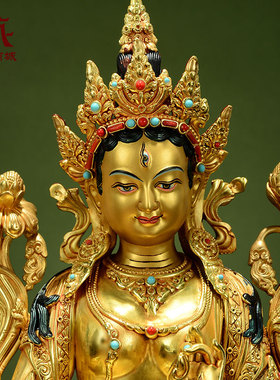 全鎏金白度母铜像摆件