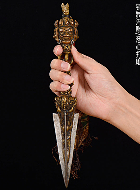 普巴铜现代手工上铜下铁摆件