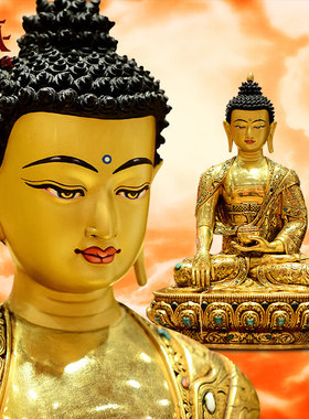 尼泊尔进口五方佛铜像摆件