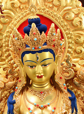 全鎏金白多罗观音铜像摆件