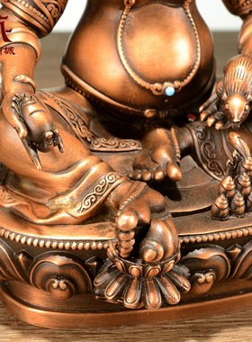 紫铜立体雕花黄财神铜像家居摆件